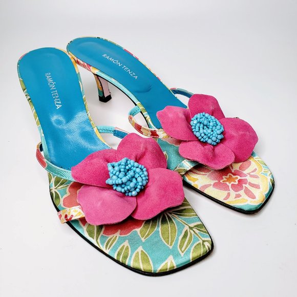 Ramon Tenza Shoes - Ramon Tenza Flower Front Slip On Sandals 10 B